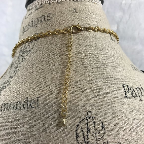 Gold Tone Circle Medallion cut out Long Necklace - Picture 5 of 7